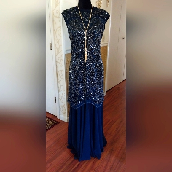 Adrianna Papell Dresses & Skirts - Adrianna Papell Navy Sequin Gown